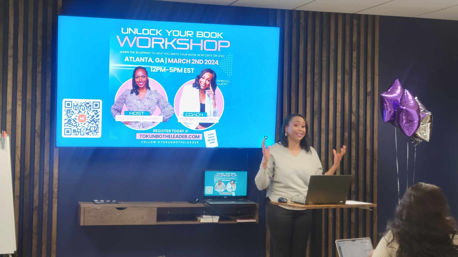Unlock Your Book Workshop speaker in action